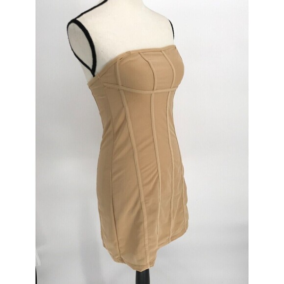Urban Outfitters UO Bari‎ Strapless Corset Mini Dress Beige Size Small - Picture 3 of 13